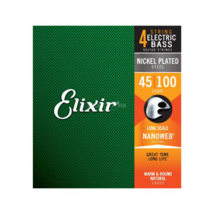 Elixir Electric Bass 4-String Nickel Plated Steel Bass Guitar Strings with NANOWEB Coating
